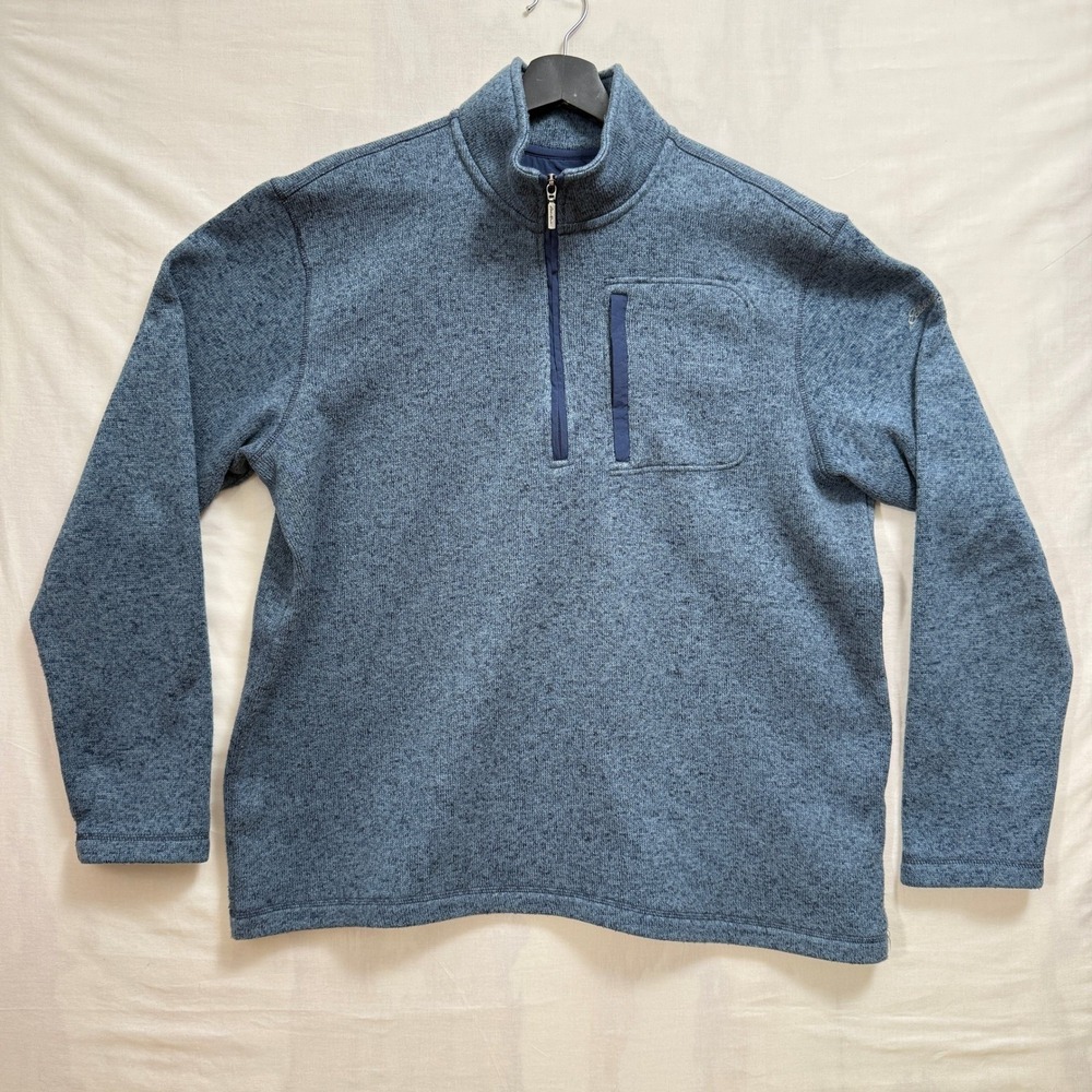 Eddie Bauer Pullover Mens‎ XL Blue Quarter Zip Fleece Lined Sweater Knit
